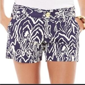 Lilly Pulitzer Callahan Twill Shorts Hidden Zebra 0 Navy